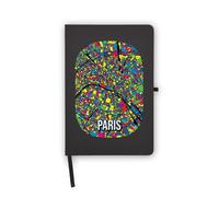 Taccuino con mappa della città di Parigi Francia in stile pop art, pagine bianche, copertina in similpelle, agenda, diario, quaderno di lavoro