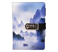 Taccuino creativo con password, diario personale con serratura, formato A5, rilegatura a spirale (montagna)