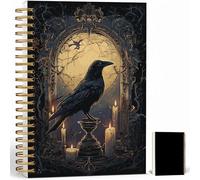 Taccuino gotico da donna, formato A5, a spirale, con misterioso design con corvo nero, diario vintage con streghe, carta a righe, materiale gotico per ufficio e scuola, regalo unico per donne