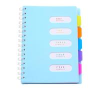 Taccuino grande con 5 soggetti, con divisori, per lavoro, multi soggetto, con 5 schede, organizer per appunti, scuola, biglietti di cancelleria personalizzati per appunti (blu, taglia unica)
