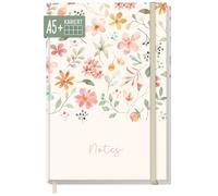 Taccuino Häfft paper&you® A5+ a quadretti - Diario "Wild Blossoms" | Notebook con 156 pagine a quadretti e chiusura con elastico, carta da 100g/m² - per diario, appunti e liste creative