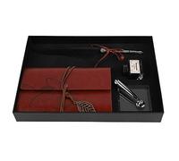 Taccuino in Pelle retrò con Penna Stilografica con Inchiostro per Penna, Set di Penne a Piuma per Calligrafia, Taccuino in Pelle, Penna D'Oca(Nero)