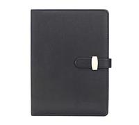 Taccuino in pelle sintetica ricaricabile con fogli volanti, taccuino classico foderato con tasca e portapenne per riunioni di lavoro, diario di viaggio (A5, nero)