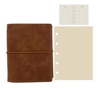Taccuino M5 in pelle moka Travelers, copertina in pelle di pecora, raccoglitore a 6 anelli con 50 fogli di carta per gli occhi e inserto calendario 2025, elegante, compatto, ideale per diari, viaggi e