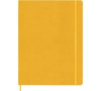 Taccuino Moleskine Classic con Pagine a Righe, Copertina Rigida in Seta e Chiusura Elastica, Formato XL, Colore Giallo Arancio