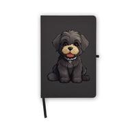 Taccuino nero con cucciolo di cane russo terrier, pagine bianche, copertina in similpelle, agenda, diario, quaderno di lavoro