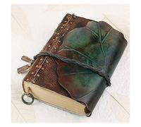 taccuino Notebook in cuoio a foglia di loto Diario Taccuino di fascia alta retrò Blocco note a mano Account manuale ispessimento Diario nostalgico creativo Ufficio e casa ( Dimensione : 5.90*8.26in )