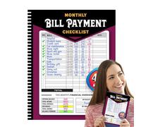 Taccuino per il monitoraggio e fatture, Tracker del libro dei pagamenti,Pianificatore di budget mensile Libro 'organizzatore finanziario familiare - Monitoraggio e spese, guida al pagamento di 4 anni
