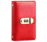 Taccuino per risparmiare denaro, rosso | 178 x 107 mm, con lucchetti con password a tre cifre, 50 pagine interne, copertina testurizzata per conservare le ricevute