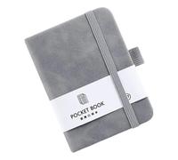 Taccuino portatile con chiusura elastica e integrato, grigio | Chiusura elastica intorno alla copertina, pagine di carta per iscrizioni scritte a mano, per appunti di lavoro e liste di