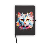 Taccuino ritratto russo con gatto bianco, pagine bianche, copertina in ecopelle, agenda, diario, quaderno di lavoro