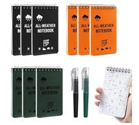 Taccuino Tascabile Impermeabile A7 con Penna, Mini Blocco Note a Spirale con Righello, Block Notes Piccoli per Registrazione Attività All’aperto, Quaderni e Diario di Viaggio, Scuola e Ufficio (9+1)