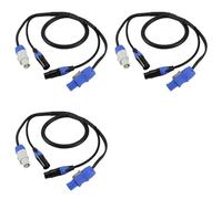 Tacdas 3X Combo Powercon XLR A 3 Pin di Alta Qualità, 1 M, di Alimentazione DMX512 per Illuminazione da Palco, Schermo LED