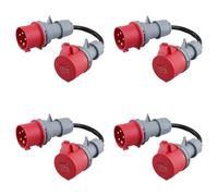 Tacdas 4X 5 Pin Rosso 32A A 16A Femmina Adattatore CEE Gen Ev Connettore Prolunga Caricabatterie Presa 400V
