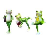 Tacdas Decorazioni da Giardino per Vasi - Figurine Decorazioni per Piante 3 Pz, Miniatura di Rana Divertente da Bere, Statua di Rana Ornamento per Prato