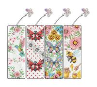 Tacdas Fai da Te per Le Donne Bookmark di Diamanti Kit - Acrilico 4pcs Art Bookmarks con Design A di Fiori Primaverile