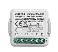 Tacdas Tuya Wifi Smart Dimmer Switch Modulo 10A Supporto Controllo A 2 Vie 2 Gang Compatibile per Smart Life Facile da Installare Facile da Usare