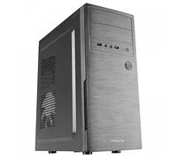 Tacens 2INITIOX, Case per PC ATX Mid-Tower, Ventola Laterale 12 cm, Frontale Alluminio Spazzolato, Acciaio, Nero