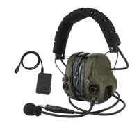 TACGZGJSM Cuffie tattiche M301 con linea di estensione per caccia e tiro, protezione dell'udito e comunicazione (verde militare)