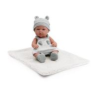Tachan - Bambola neonato 30 cm, con vestiti a punto blu e bianco, con coperta di borreguito, Fisico Realista per bebè, arti articolate (CPA Toy Group Trading S.L. 788T00624)