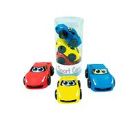 Tachan - Confezione da 3 auto sportive in 3 colori, rosso, blu e giallo, materiale morbido e colorato, sicuro per i bambini, divertimento assicurato con le gare, per bambini dai 12 mesi