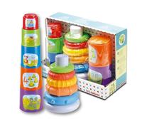 Tachan-Set Piramide con cubi impilabili 2 in 1 (PL201-204), Colore/Modello Assortiti