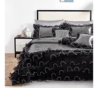 Tache Home Fashion Elegante set di biancheria da letto con volant con paillettes, caldo, lussuoso, in poliestere, per letto matrimoniale