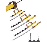 Tachi Sword Set - Spada Katana Real Metal Wakizashi, Tanto - Spada Samurai in Acciaio - Spade Samurai come Decorazione Anime - Spada Giapponese con Supporto per Spada HKS013