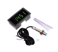 Tachimetro digitale a 4 LED RPM- Misuratore di velocità+sensore interruttore di prossimità 12V 9999RPM per tornio Molla Tester di velocità ad alta precisione Velocimetria Tachimetro senza contatto