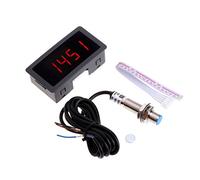 Tachimetro digitale a 4 LED RPM- Misuratore di velocità+sensore interruttore di prossimità 12V 9999RPM per tornio Molla Tester di velocità ad alta precisione Velocimetria Tachimetro senza contatto