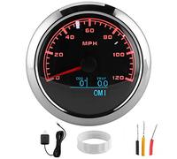 Tachimetro e contachilometri GPS da 85 mm con display HD, indicatore 120 MPH per yacht, motociclette e macchinari di ingegneria automobilistica, struttura in acciaio inossidabile (120 miglia orarie)