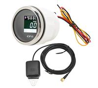 Tachimetro e contachilometri GPS Klanata 52 mm, display LCD, DC 9-32 V per yacht, e veicoli, pannello nero (Copertura argentata con pannello nero)