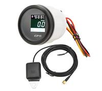 Tachimetro e contachilometri GPS Klanata 52 mm, display LCD, DC 9-32 V per yacht, e veicoli, pannello nero (Quadrante nero, copertura nera)