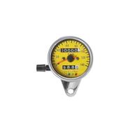 Tachimetro Elettronico Per Moto DC12V Universale Retrò Vintage | Cluster Strumenti Moto Indicatore Contagiri Retroilluminazione Doppio Contachilometri REOKIP(Black n Yellow)
