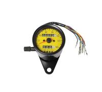 Tachimetro Elettronico Per Moto DC12V Universale Retrò Vintage | Indicatore Contagiri Retroilluminazione Doppio Contachilometri CYPMDW(Chrome n Yellow)