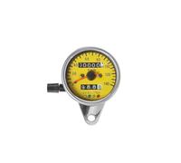 Tachimetro Elettronico Universale Per Moto KM/H Retroilluminazione | Pannello Strumenti Strumento Per Contagiri Vintage Retrò Doppio Contachilometri(Chrome n Yellow)