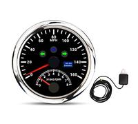Tachimetro GPS con contagiri 8000 giri/min DC9 a 32 V IP67 impermeabile 0 a 160 MPH retroilluminazione rossa accurata per barca ATV veicolo marino acciaio inossidabile 85 mm (Lunetta argentata con