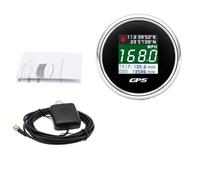 Tachimetro GPS digitale da 52 mm con schermo TFT, contachilometri impermeabile, regolazione mph, nodi, km/h, indicatore di velocità for barca, auto, yacht a motore, 12 V 24(Black)