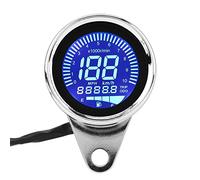 Tachimetro universale per motocicletta Retro cromo per motocicletta Digitale LED LCD Tachimetro Indicatore di velocità contagiri per la maggior parte delle moto,Misuratore automatico,Strumenti