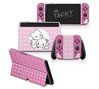 Tacky Design Cute Cats Skin compatibile con Nintendo Switch OLED Skin - Premium Vinyl 3M Pink Kawaii Nintendo Switch OLED Set - Switch OLED Skin per Console, Dock, Joy Con - Decal Full Wrap