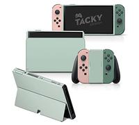 TACKY DESIGN Skin di colore verde compatibile con Nintendo Switch OLED - Vinile 3M blocco colore Nintendo Switch OLED Set - Switch OLED Skin per Console, Dock, Joy Con - Decal Full Wrap