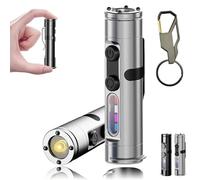 Taclite Mini - The Ultimate Everyday Micro Tool, Mini Rechargeable Led Flashlight, Magnetic Pocket Keychain Flashlight With Hat Clip,Waterproof, 9 Light Modes, 3 Brightness For Camping (Silver)
