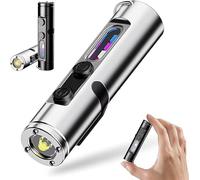 Taclite Mini - The Ultimate Everyday Micro Tool,Rechargeable LED Magnetic Super Bright Tactical Flashlight High Lumens with Hat Clip,Waterproof, 3 Brightness,Multitool - Gifts for Men (Silver)