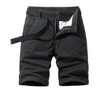 tacniseyw Bermuda cargo larghi da uomo, leggeri, rilassati, in stile capri, elasticizzati, in vita, con tasche, traspiranti, per attività all'aperto, con fibbia per cintura e abbottonatura, Nero , 6XL