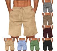 tacniseyw Pantaloncini da spiaggia estivi da uomo con tasche elastiche in vita, pantaloni leggeri a metà cropped comodi traspiranti color suolo pantaloni sportivi a compressione con coulisse, Caff, XL