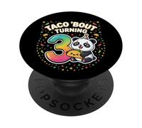 Taco Bout Turning 3 - Divertente panda per il terzo compleanno PopSockets PopGrip Adesivo