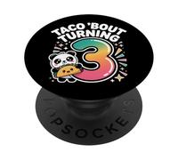 Taco Bout Turning 3 - Divertente panda per il terzo compleanno PopSockets PopGrip Adesivo