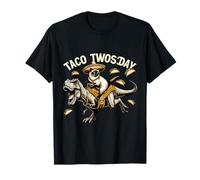 Taco Divertente Twosday umoristico Gatto Siamese Chef T-Rex Tacos Maglietta