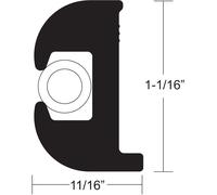 Taco Elastico Vinile 1-1/16 " x11/16 " Rub Ferroviario 50' Nero Bianco Inserire