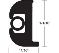 Taco Elastico Vinile Rub Ferroviario Kit Nero W / Nero Inserire 50' 1-1/16 "